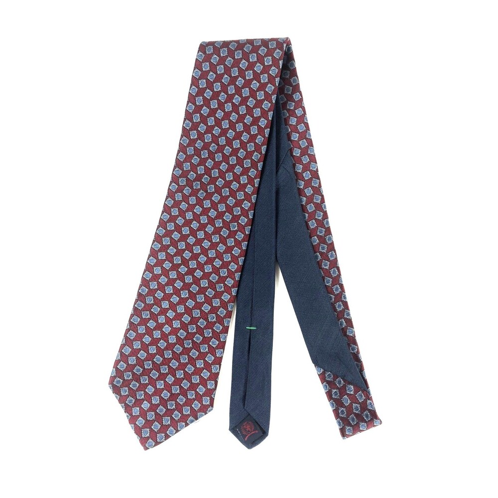 Classic VINTAGE Tommy Hilfiger Tie 100% Silk Red Blue Geometric Made in USA - Picture 2 of 7